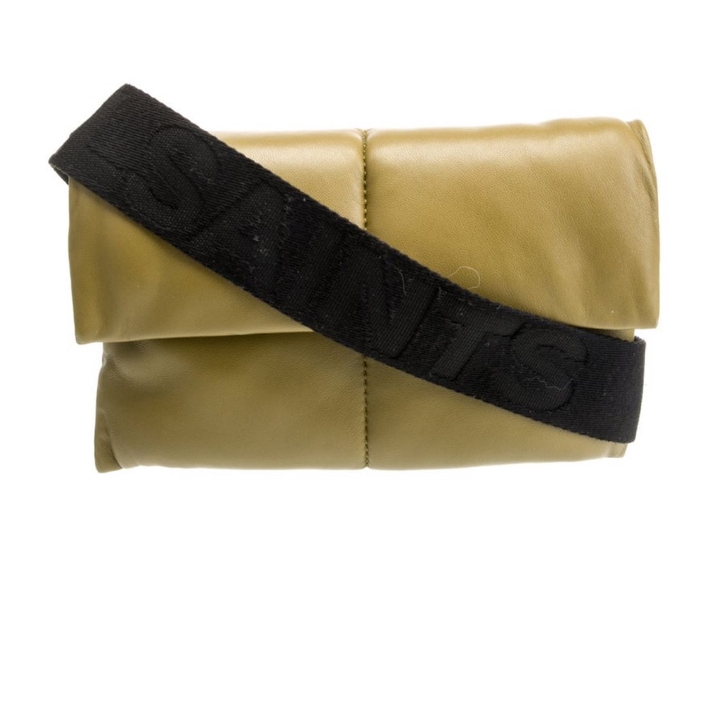 AllSaints Stylish Olive Green yellow chartreuse Crossbody Bag leather